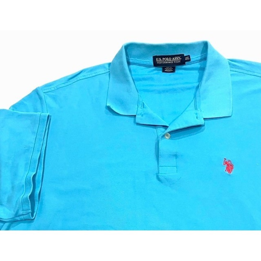 U.S. Polo Assn. Performance Pique Men's 2XL Light Blue Polo Shirt Short Sleeve